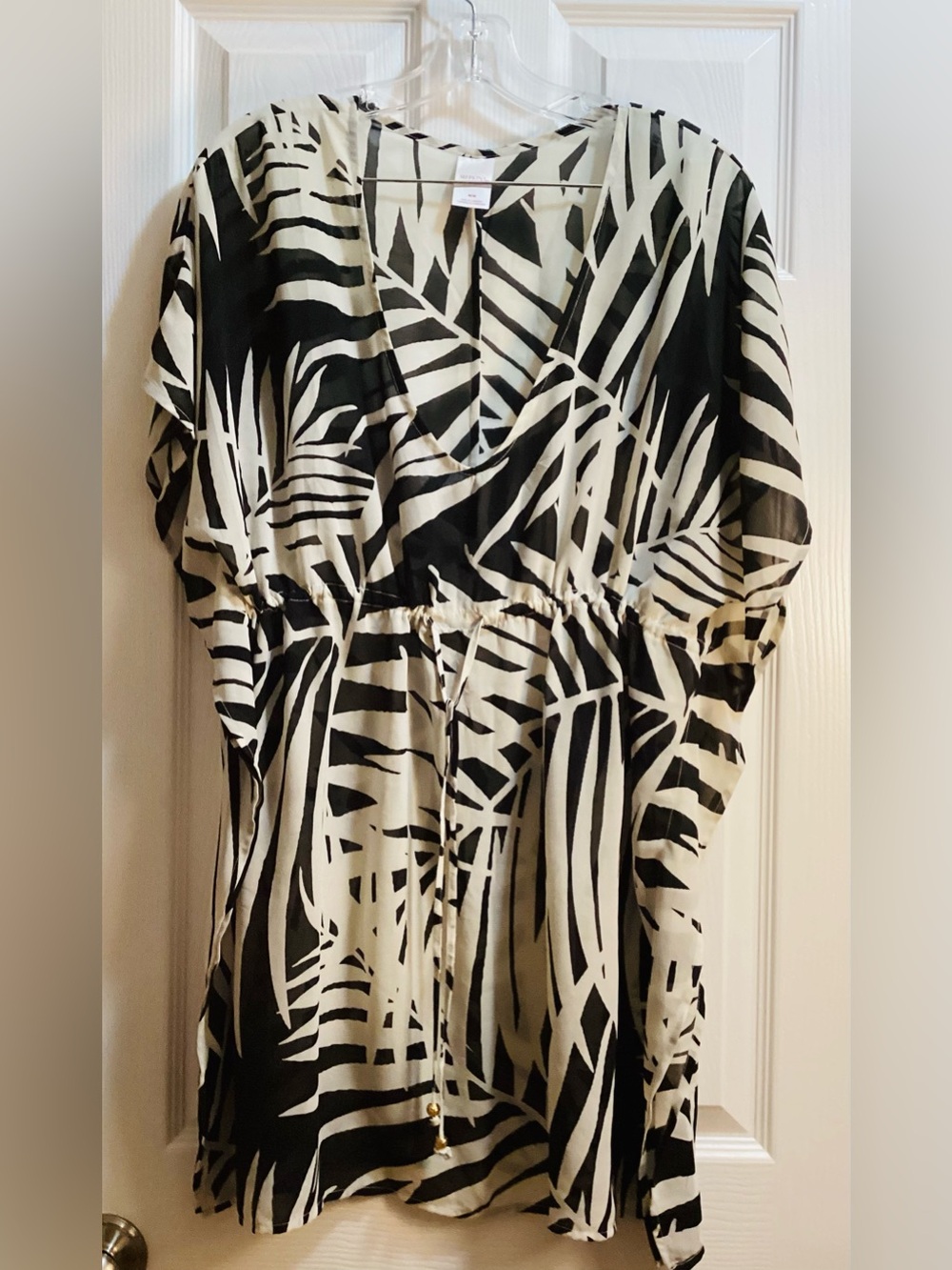Merona Black and White Palm-Print V-Neck Dress